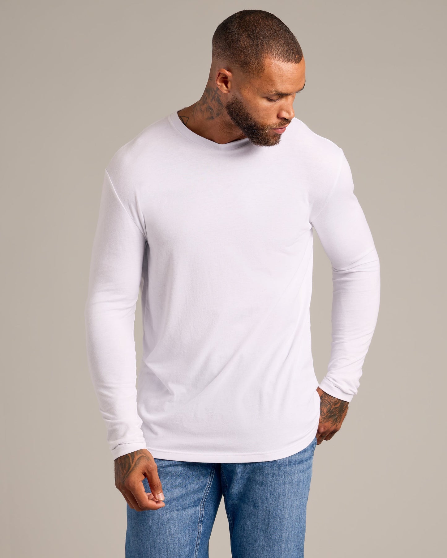 White Classic Long Sleeve Crew Neck 6-Pack