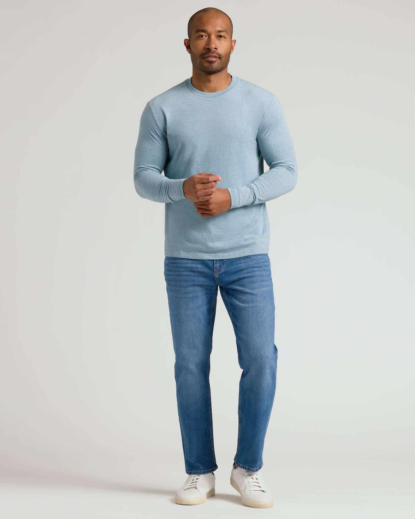 Heather Sapphire Classic Long Sleeve Crew Neck