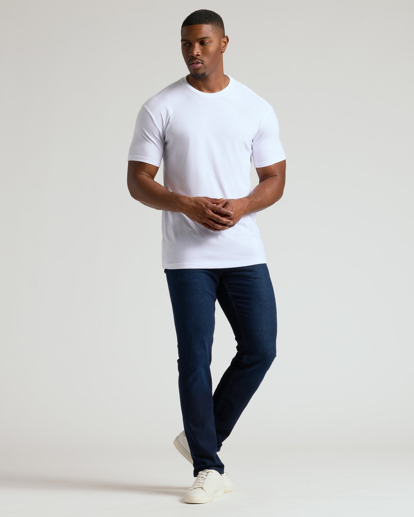 White Tall Straight Hem Crew Neck T-Shirt