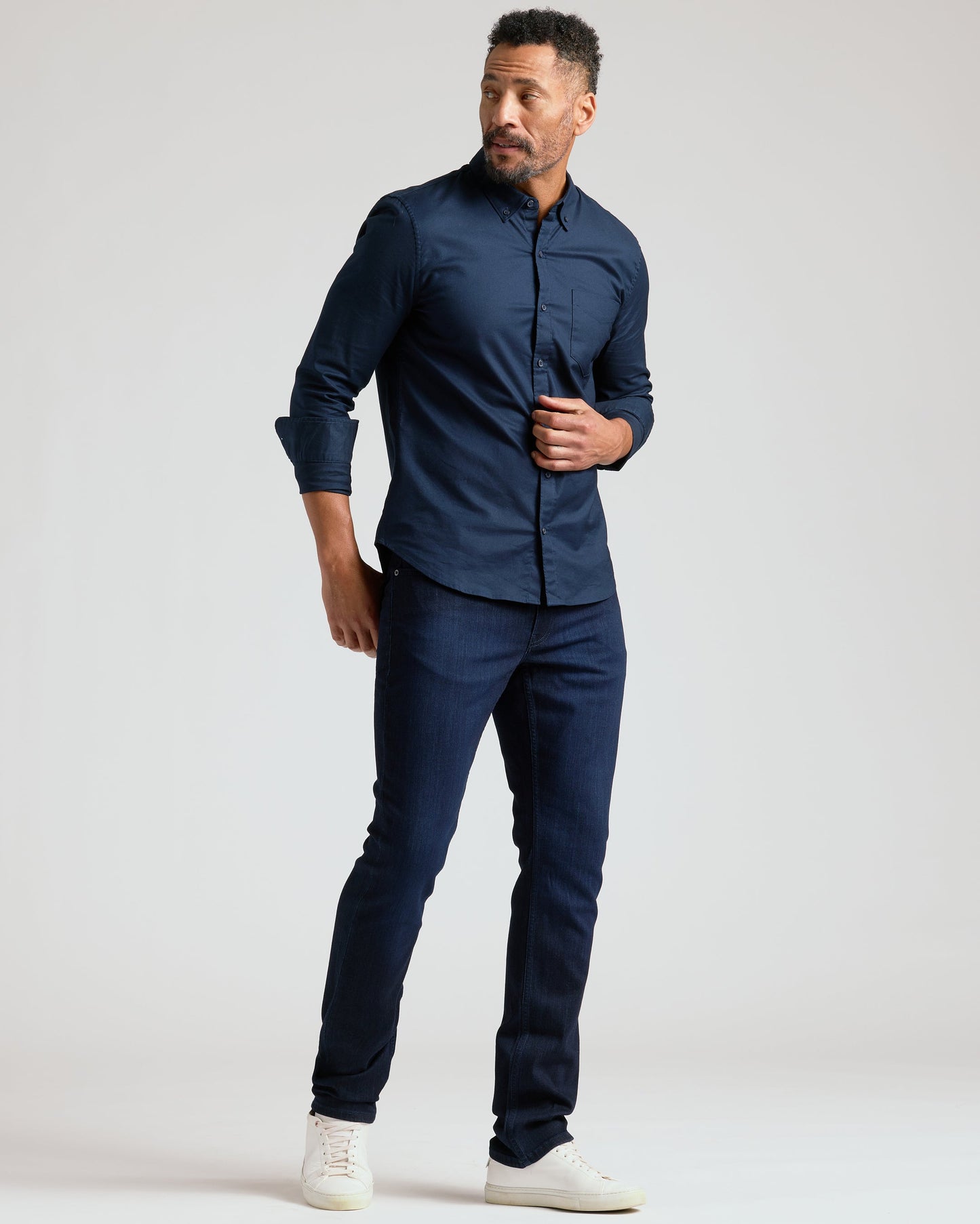 Indigo Wash Straight Comfort Stretch Jeans