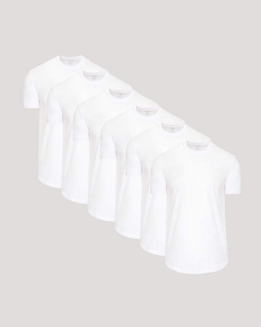 White Curved Hem Classic Crew Neck 6-Pack
