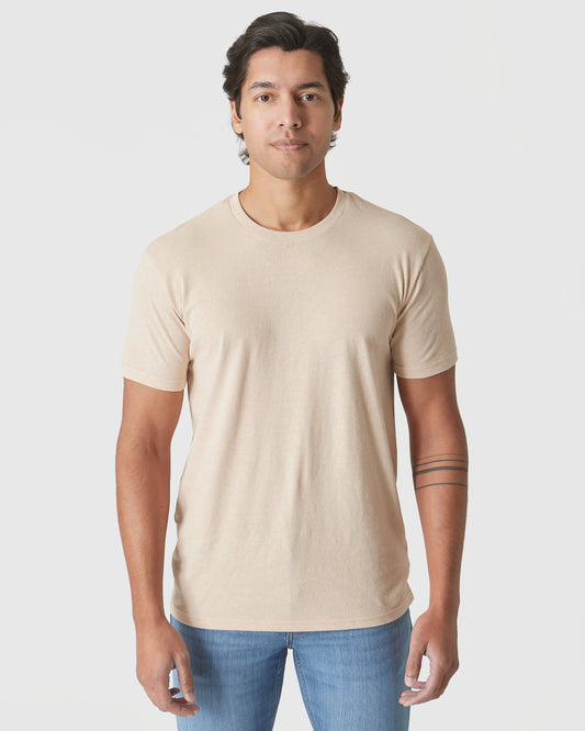Light Camel Cream Heather Classic Crew Neck