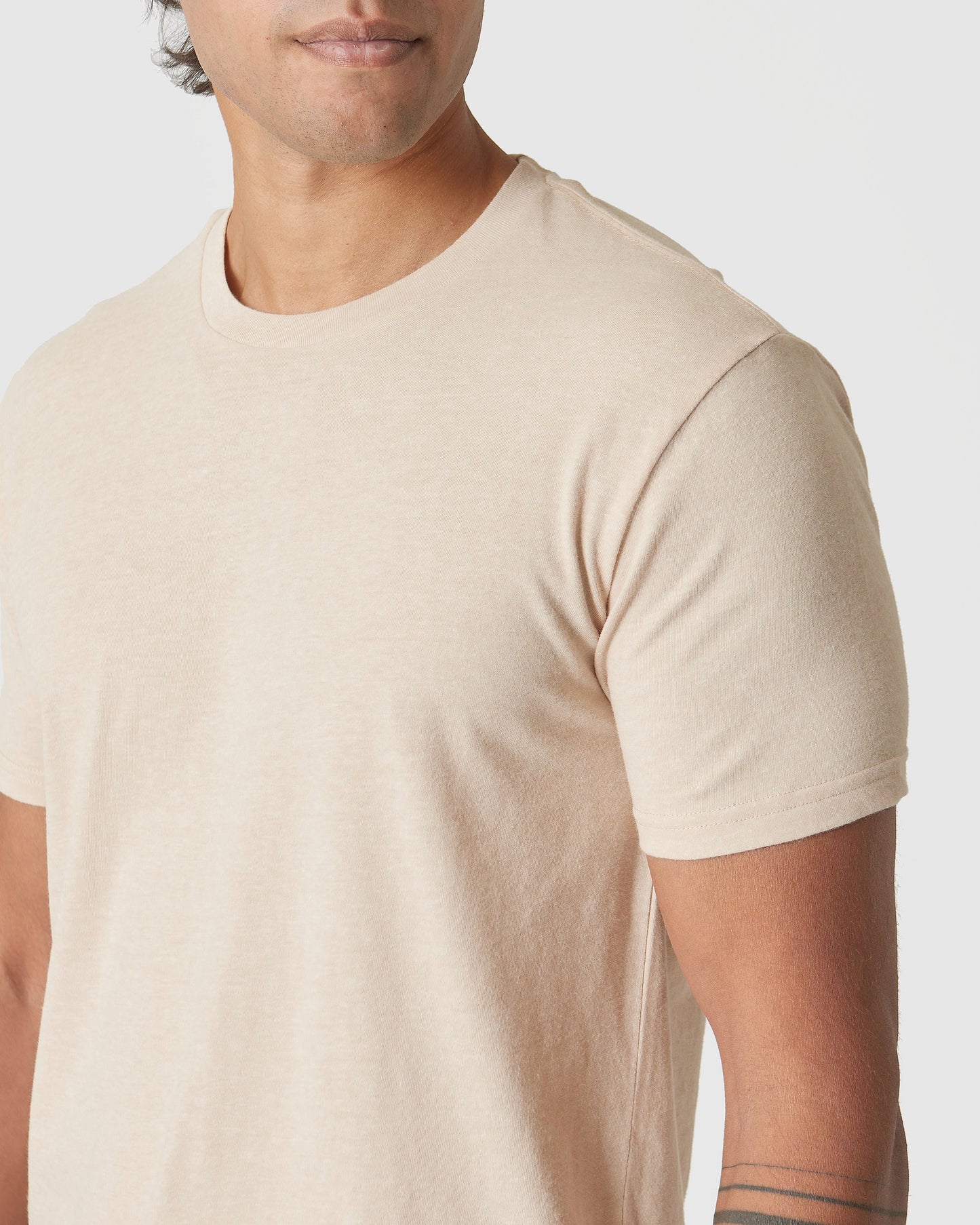 Light Camel Cream Heather Classic Crew Neck