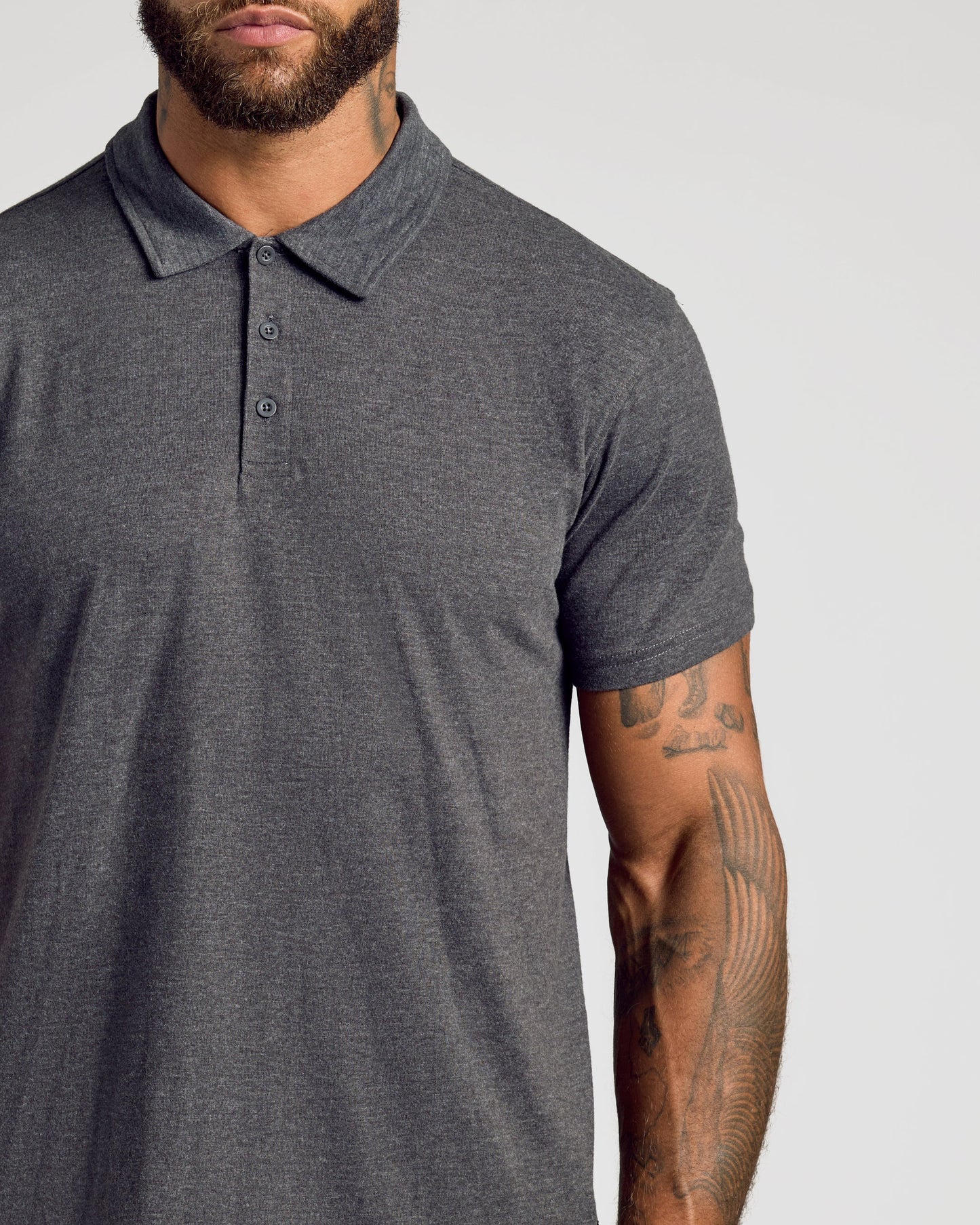 Charcoal Heather Gray Short Sleeve Polo
