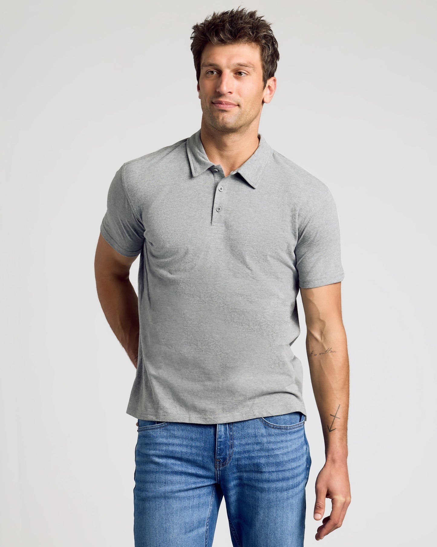Heather Gray Short Sleeve Polo