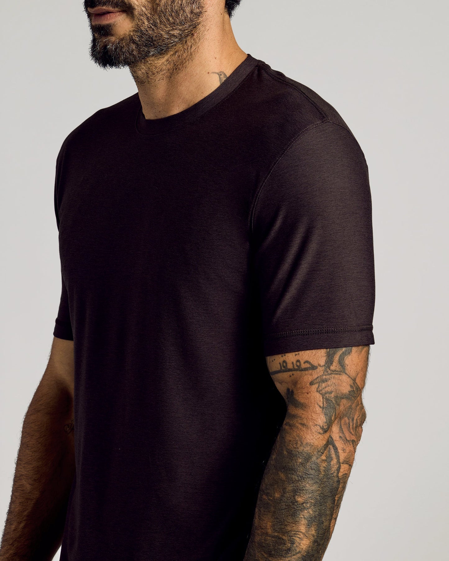 Dark Heather Cocoa Active Crew Neck Tee