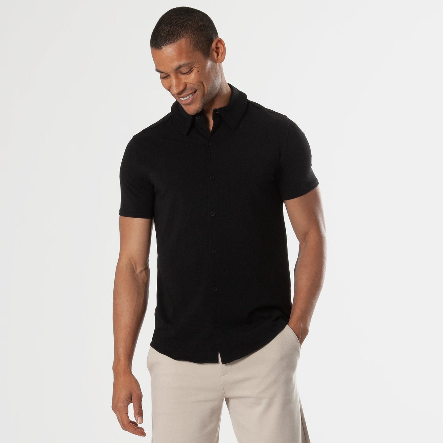 Black & Carbon Short Sleeve Knit Shirt 2-Pack
