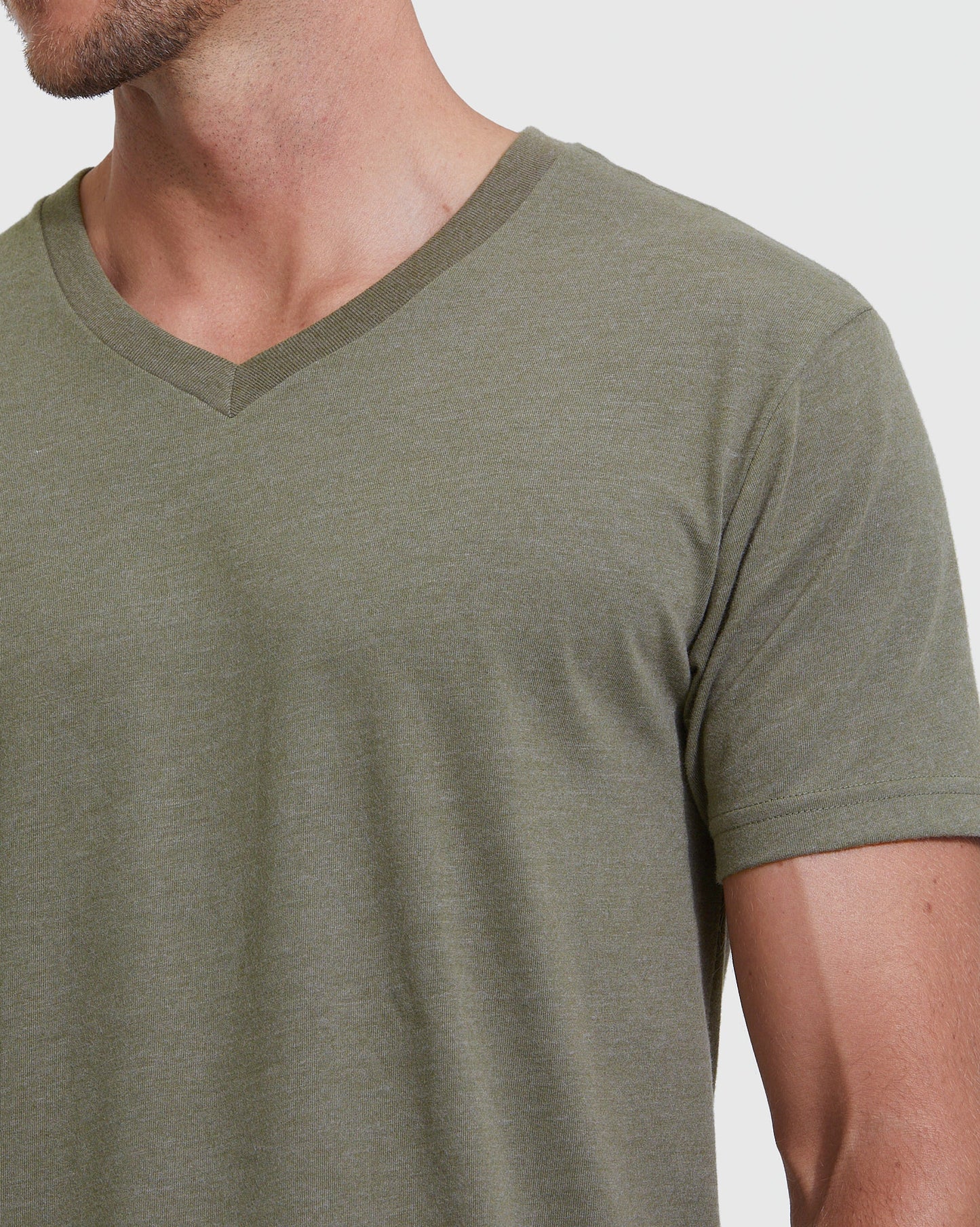 Heather Military Green Classic V-Neck