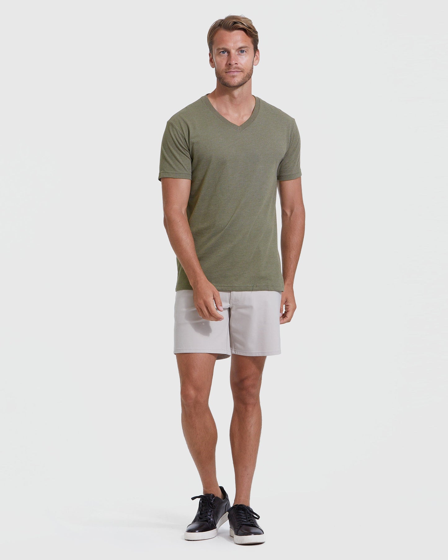 Heather Military Green Classic V-Neck