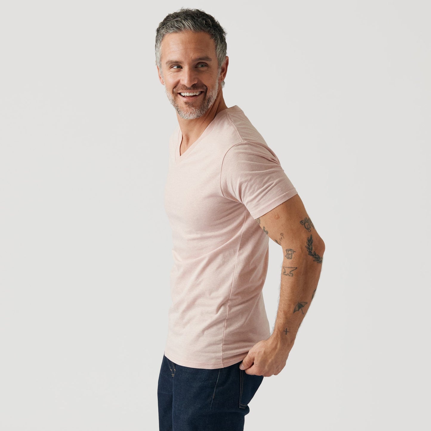 Heather Dusty Pink Classic V-Neck