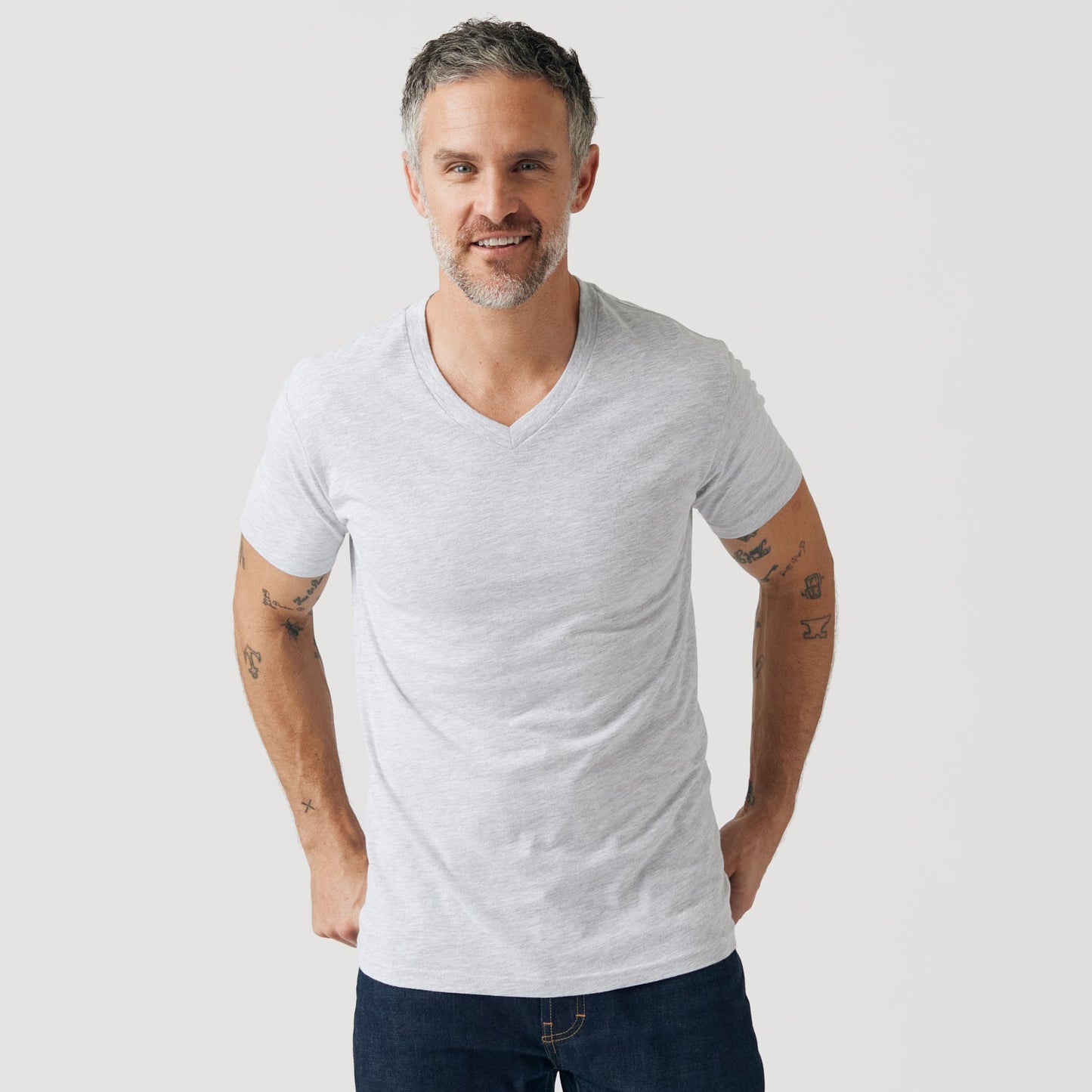 Light Heather Gray Classic V-Neck