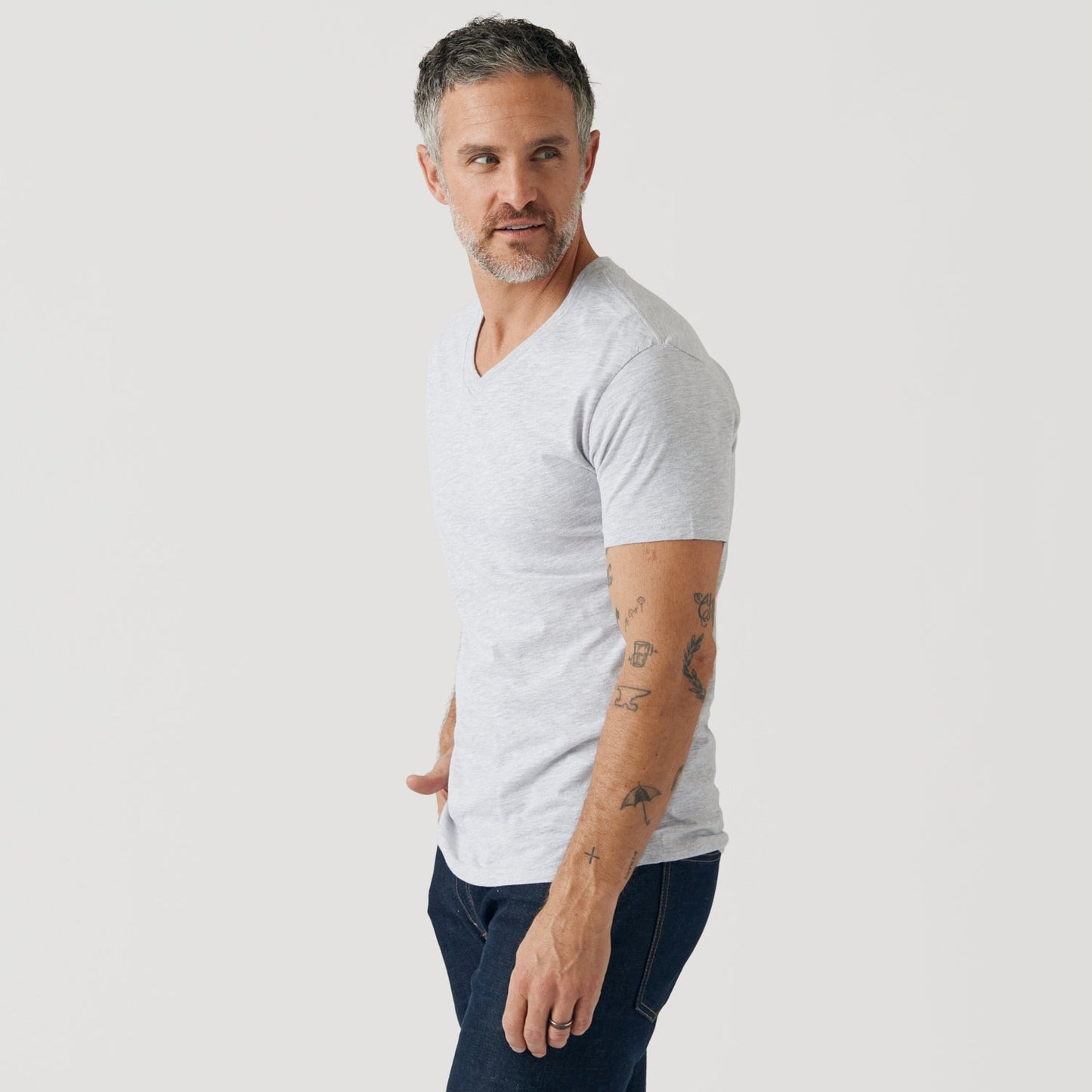 Light Heather Gray Classic V-Neck