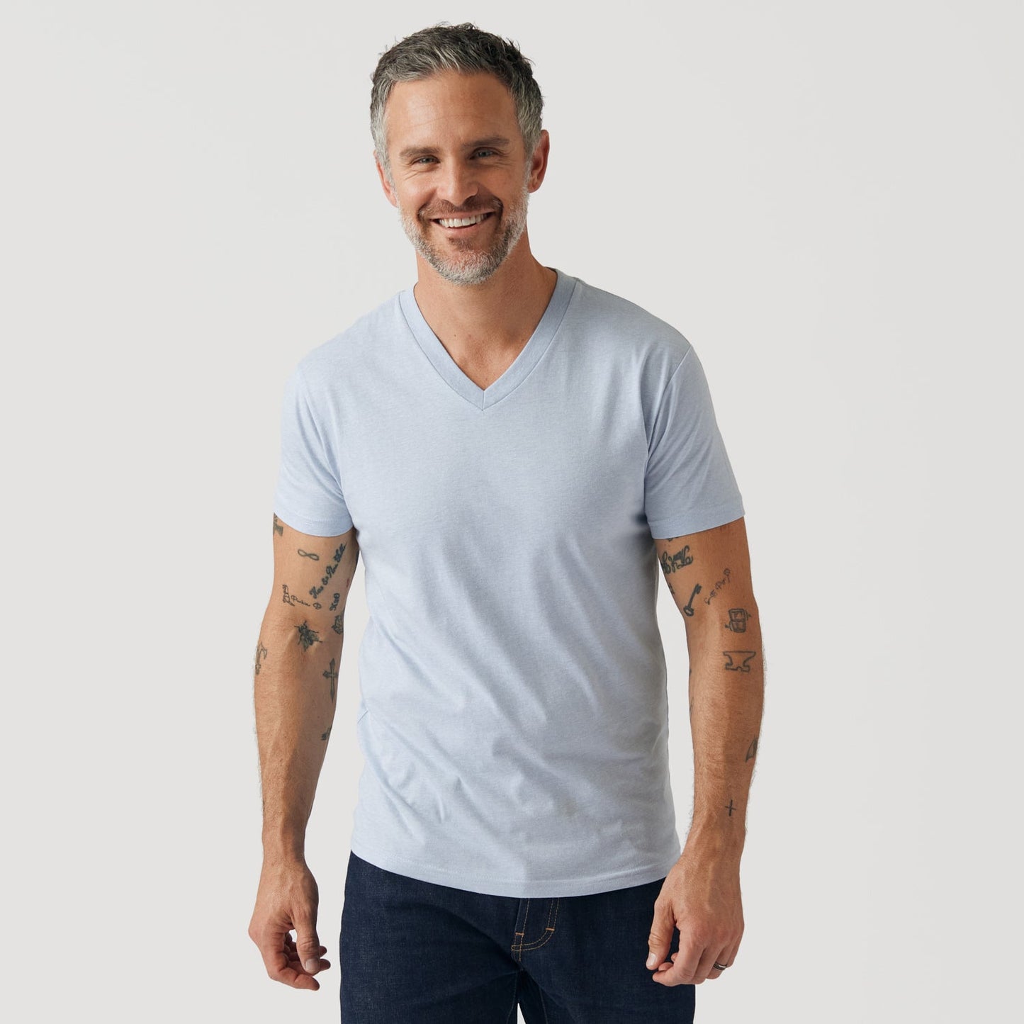 Heather Pale Blue Classic V-Neck