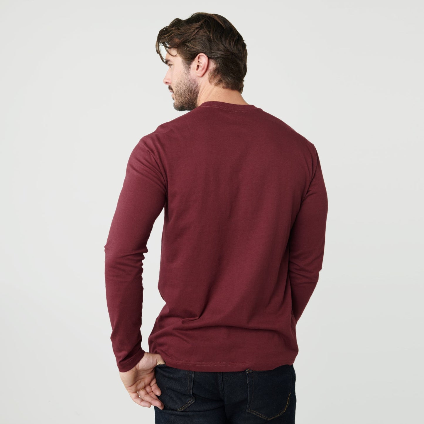 Burgundy Classic Long Sleeve Crew Neck