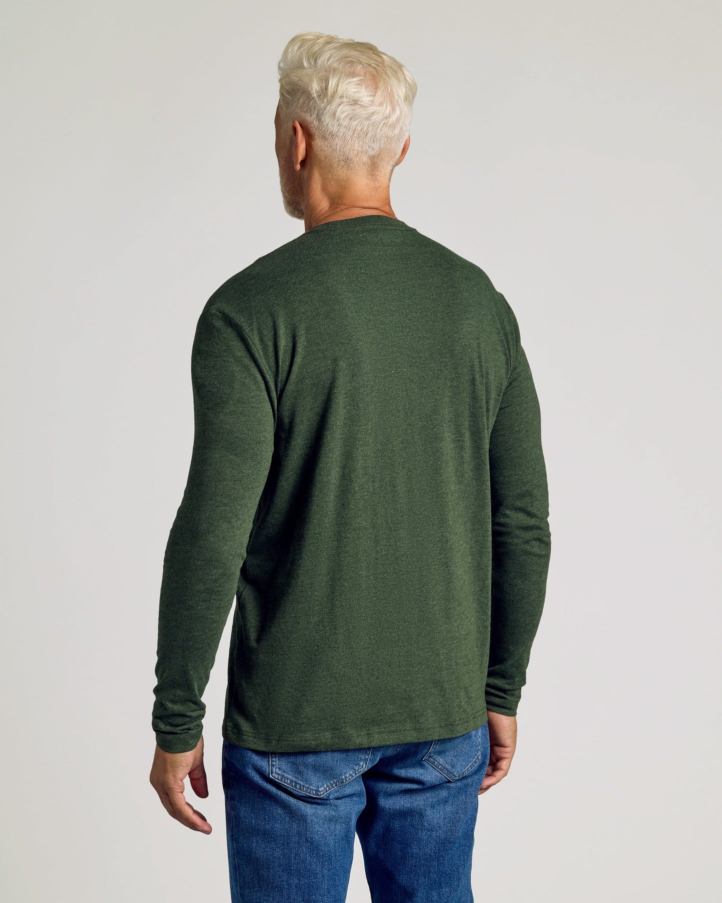 Dark Heather Olive Classic Long Sleeve Crew Neck