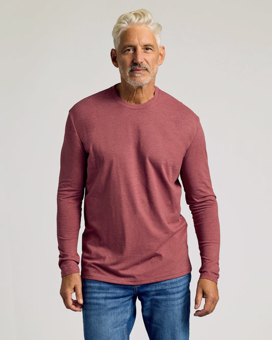 Dark Heather Rustic Apple Classic Long Sleeve Crew Neck