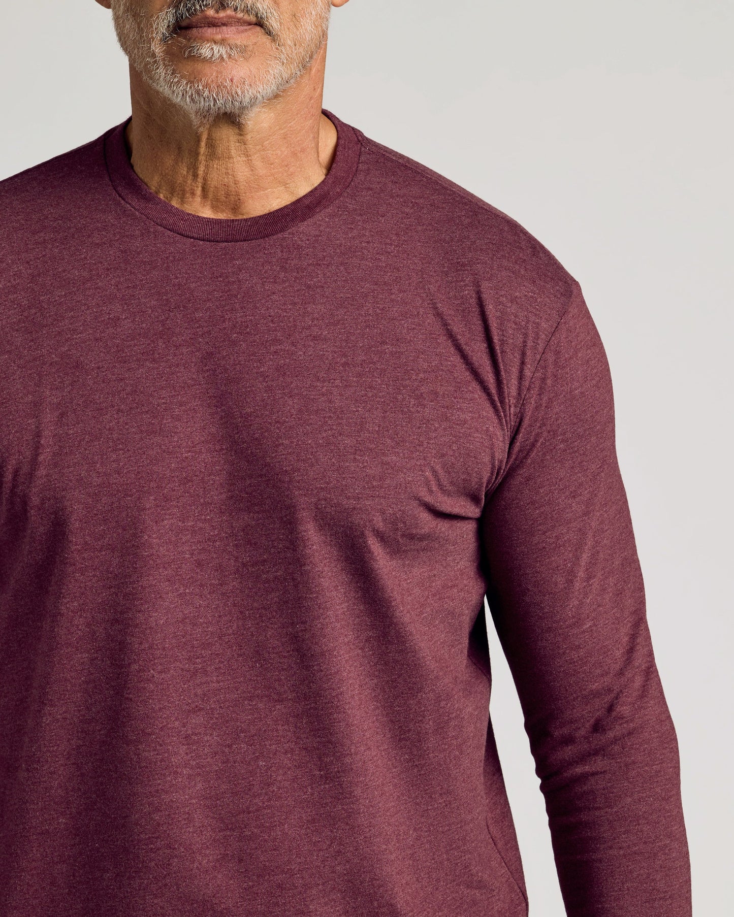 Dark Heather Burgundy Classic Long Sleeve Crew Neck