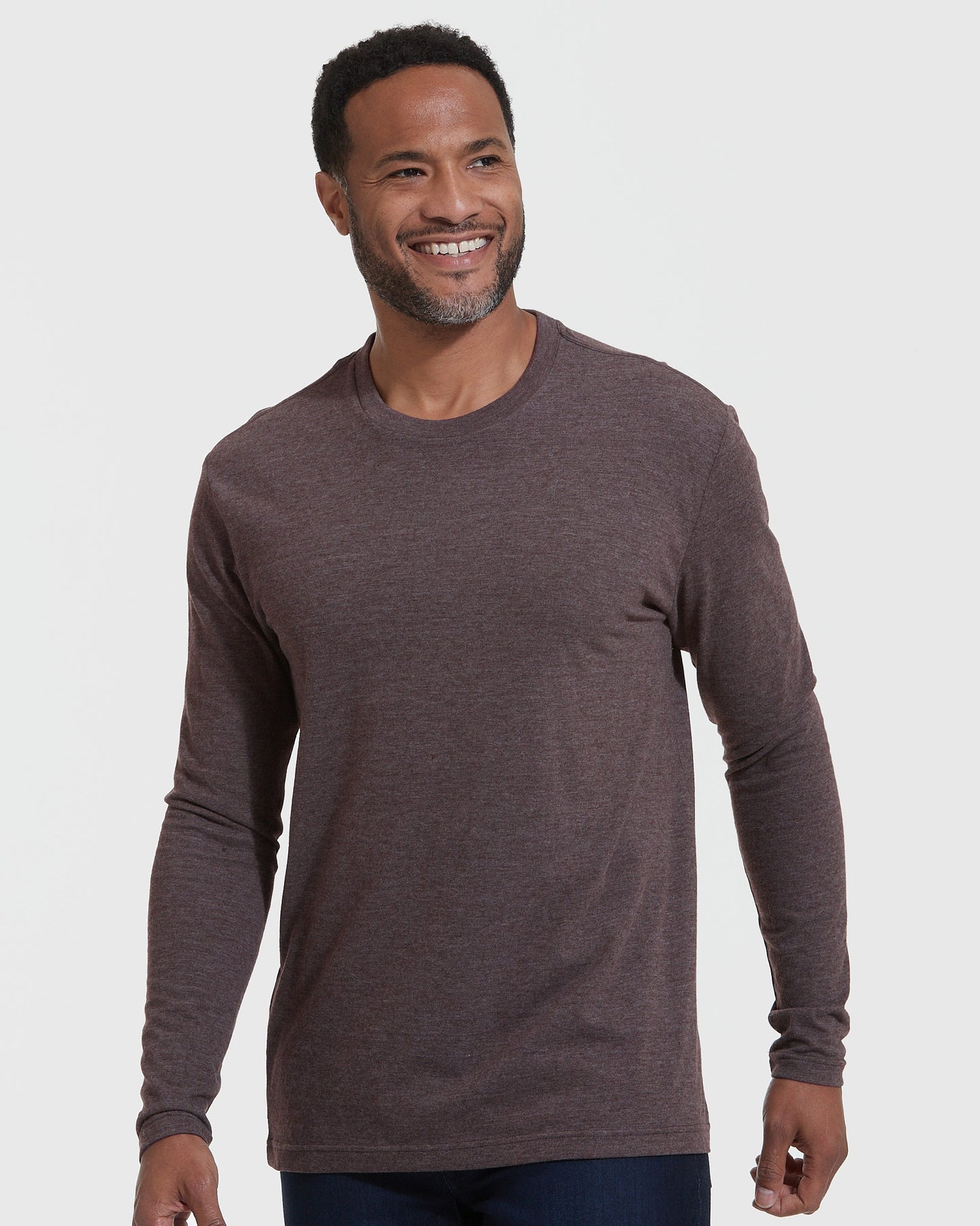 Heather Dark Oak Classic Long Sleeve Crew Neck