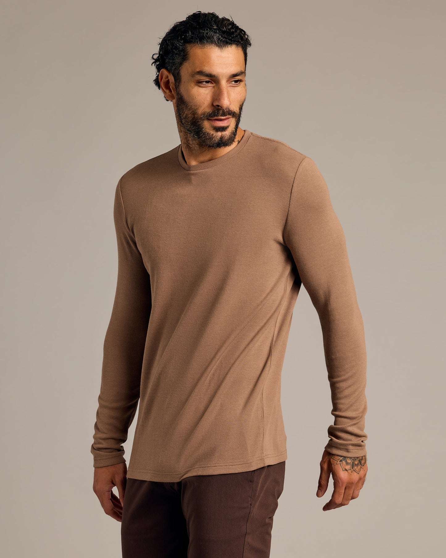 Dark Tones Waffle Long Sleeve Crew Neck 3-Pack
