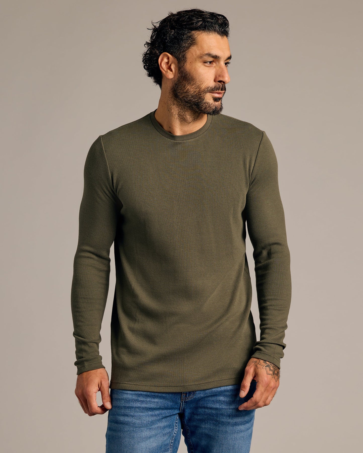 Dark Tones Waffle Long Sleeve Crew Neck 3-Pack