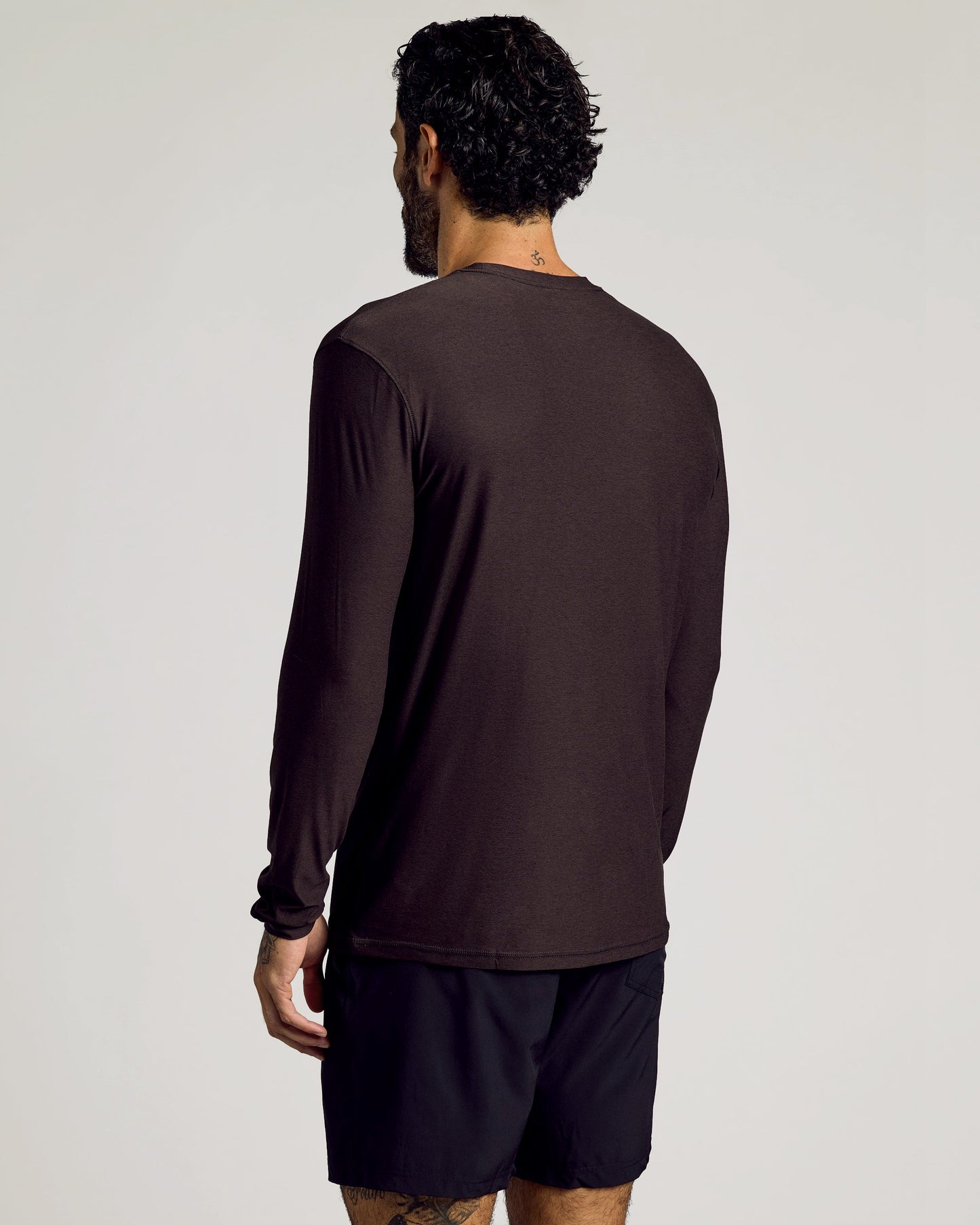 Dark Heather Cocoa Active Long Sleeve Crew T-Shirt