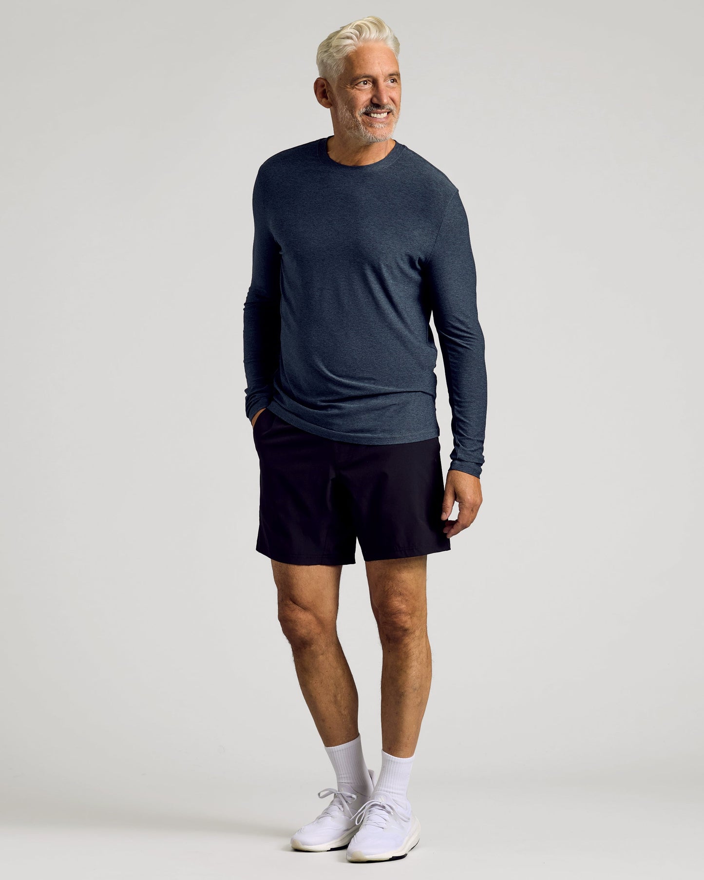 Dark Heather Fiord Active Long Sleeve Crew T-Shirt