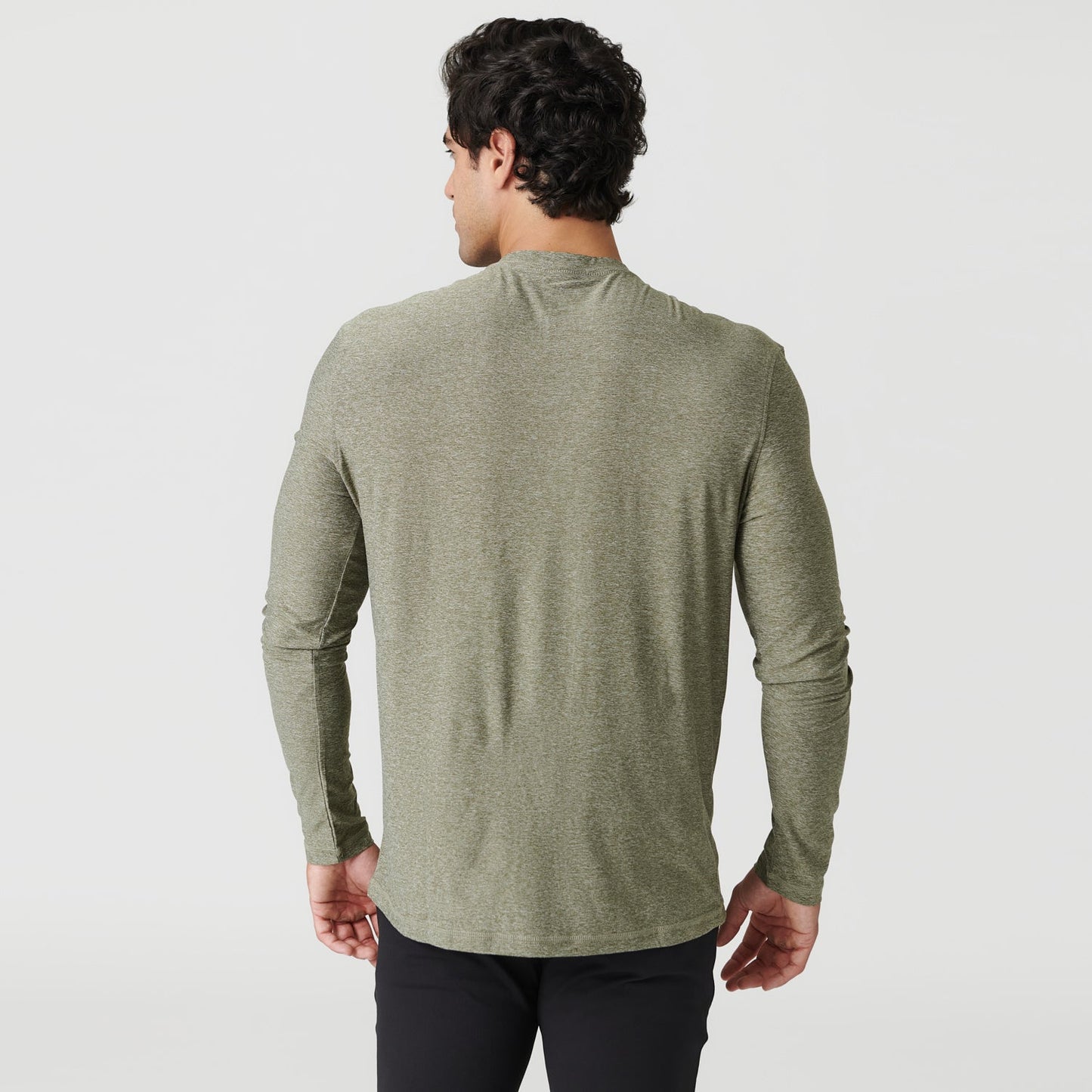 Heather Military Green Active Long Sleeve Crew T-Shirt