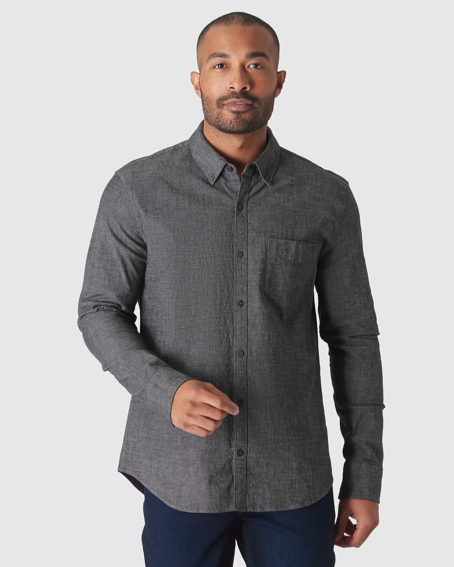 Black & Light Indigo Wash Long Sleeve Chambray Shirt 2-Pack