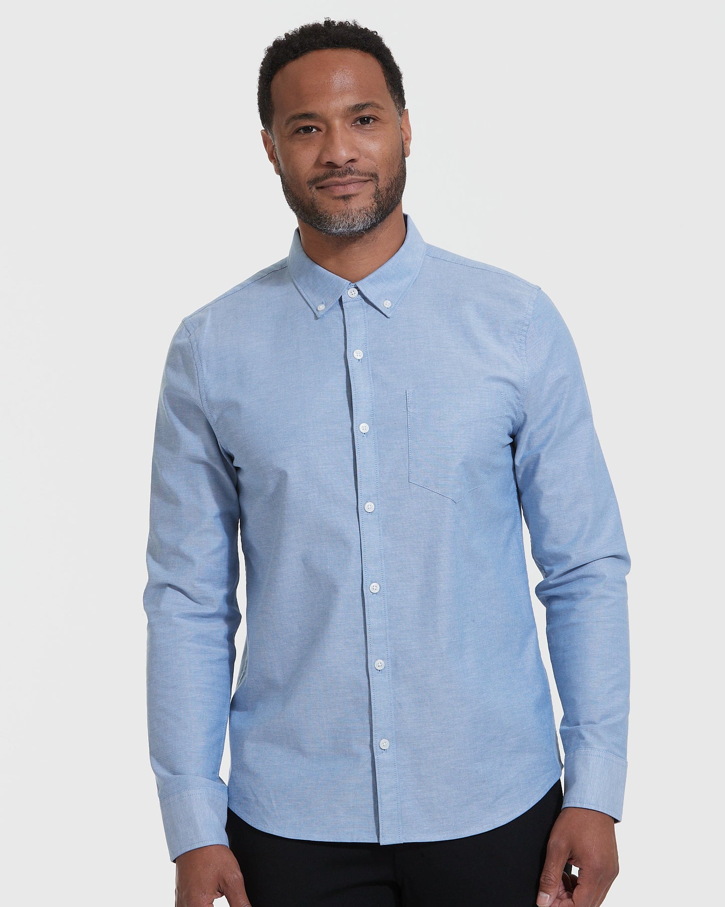 Blue and White Stretch Oxford Long Sleeve Shirt 2-Pack