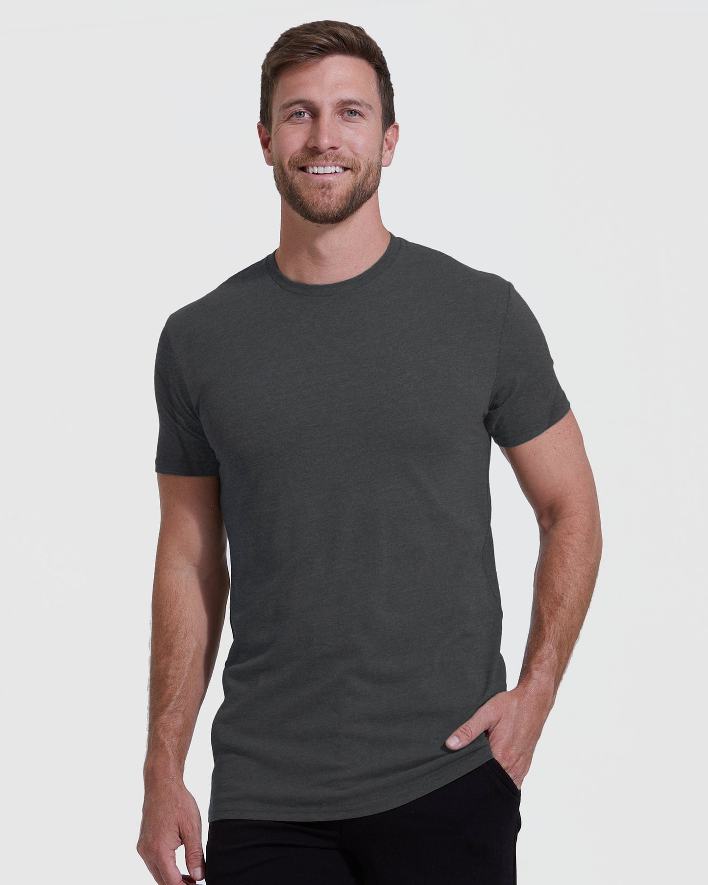 Charcoal Heather Gray Tall Straight Hem Crew Neck T-Shirt