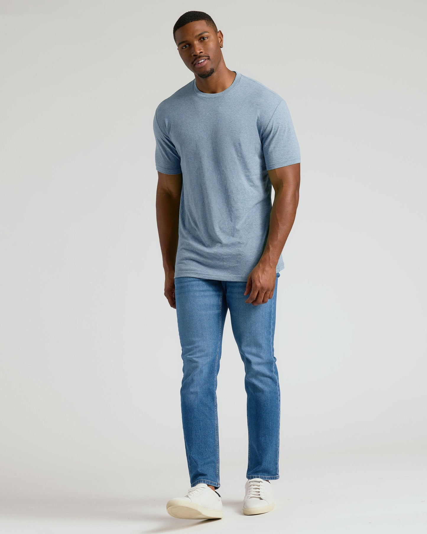 Heather Indigo Tall Straight Hem Crew Neck T-Shirt