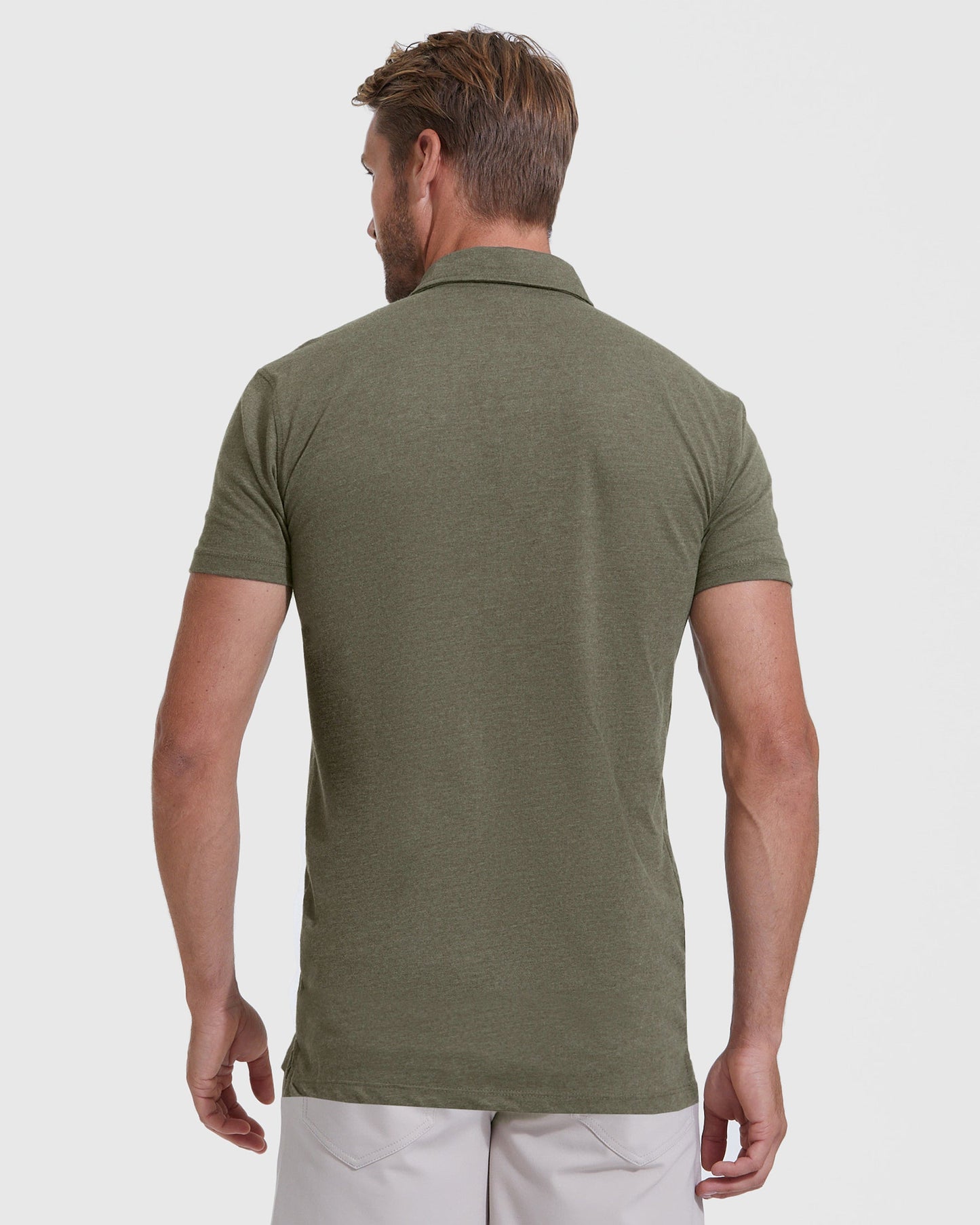 Heather Military Green Short Sleeve Tall Polo