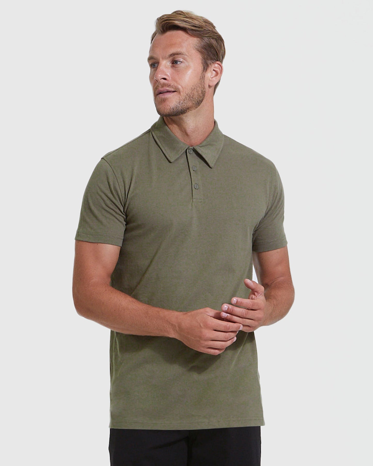 Military Green Short Sleeve Tall Polo