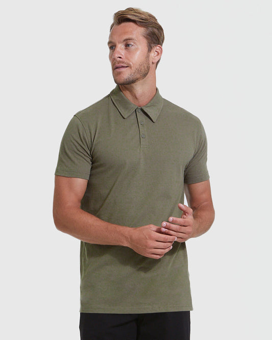 Military Green Short Sleeve Tall Polo