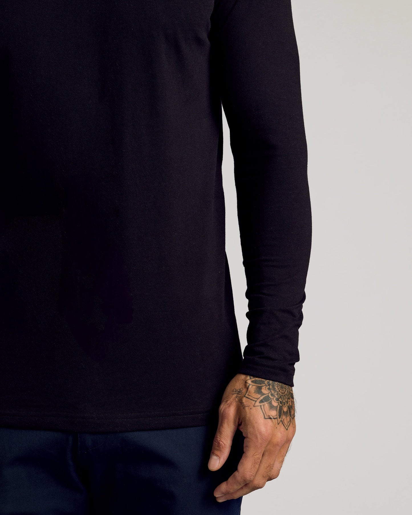 Black Long Sleeve Tall Classic Henley