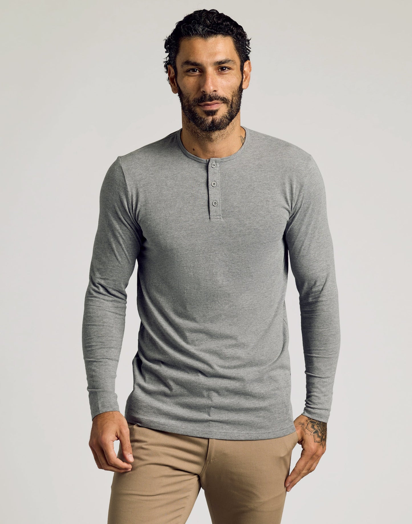 Heather Gray Long Sleeve Tall Classic Henley