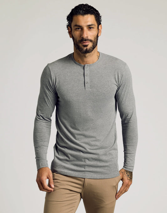 Heather Gray Long Sleeve Tall Classic Henley