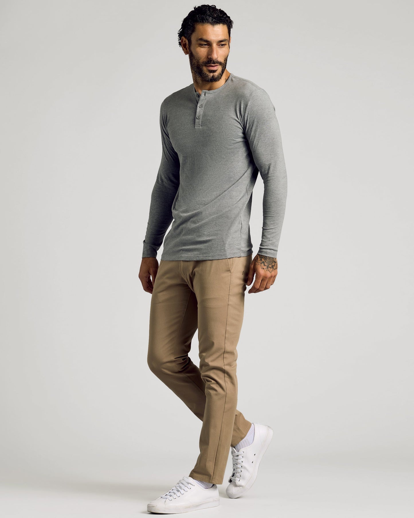 Heather Gray Long Sleeve Tall Classic Henley