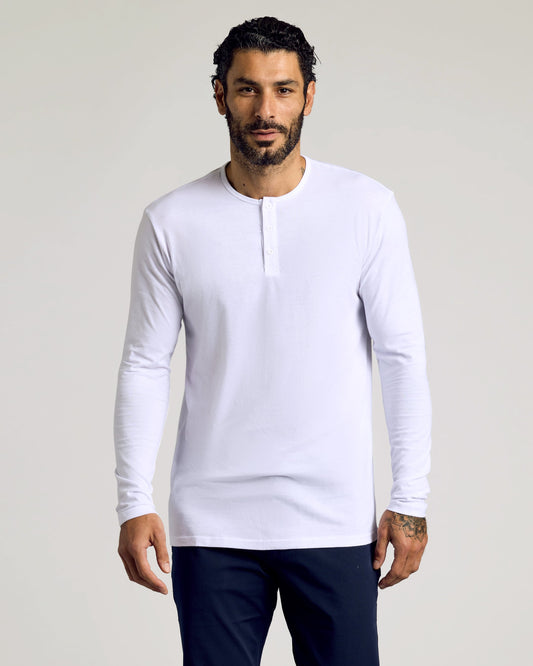 White Long Sleeve Tall Classic Henley