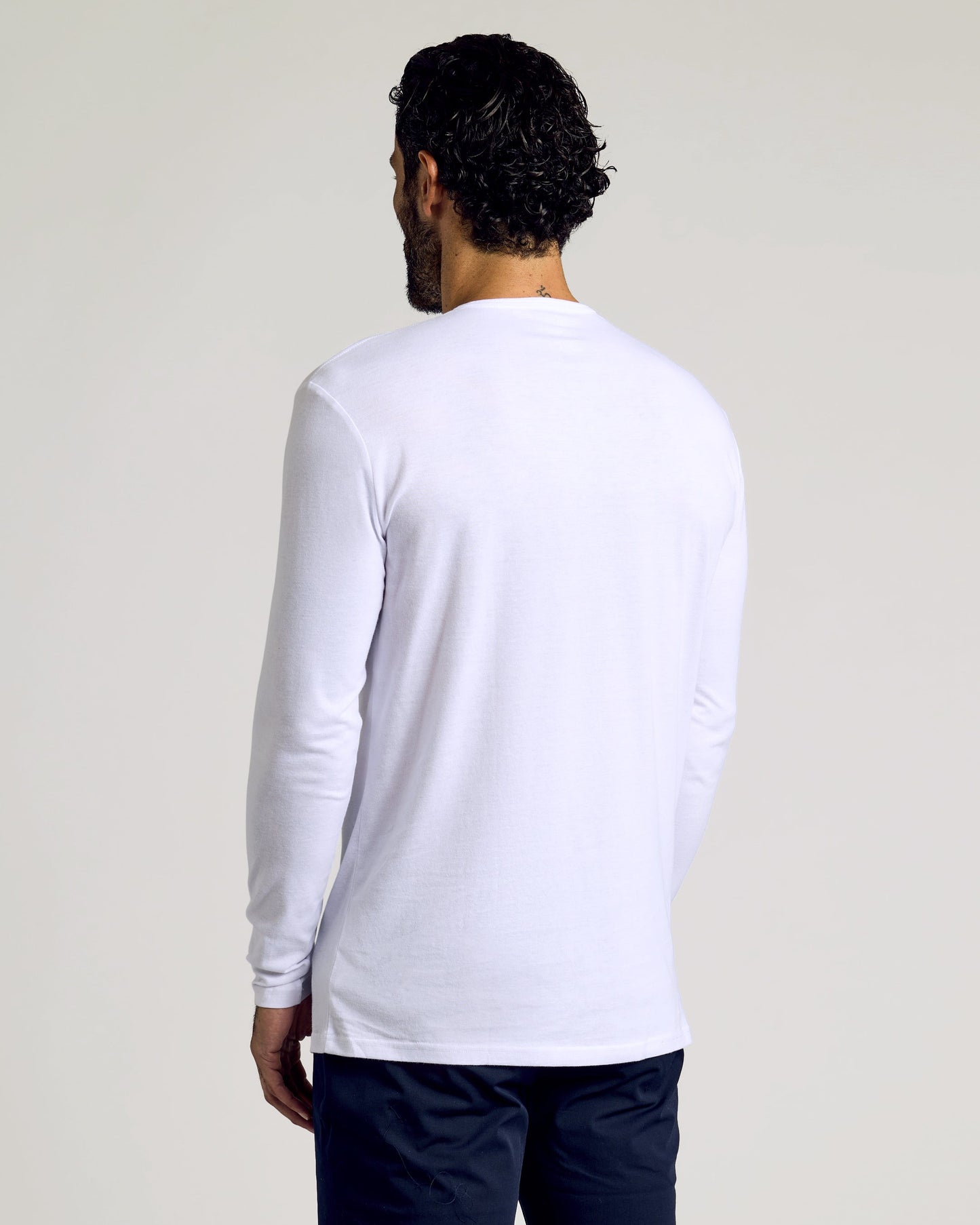 White Long Sleeve Tall Classic Henley