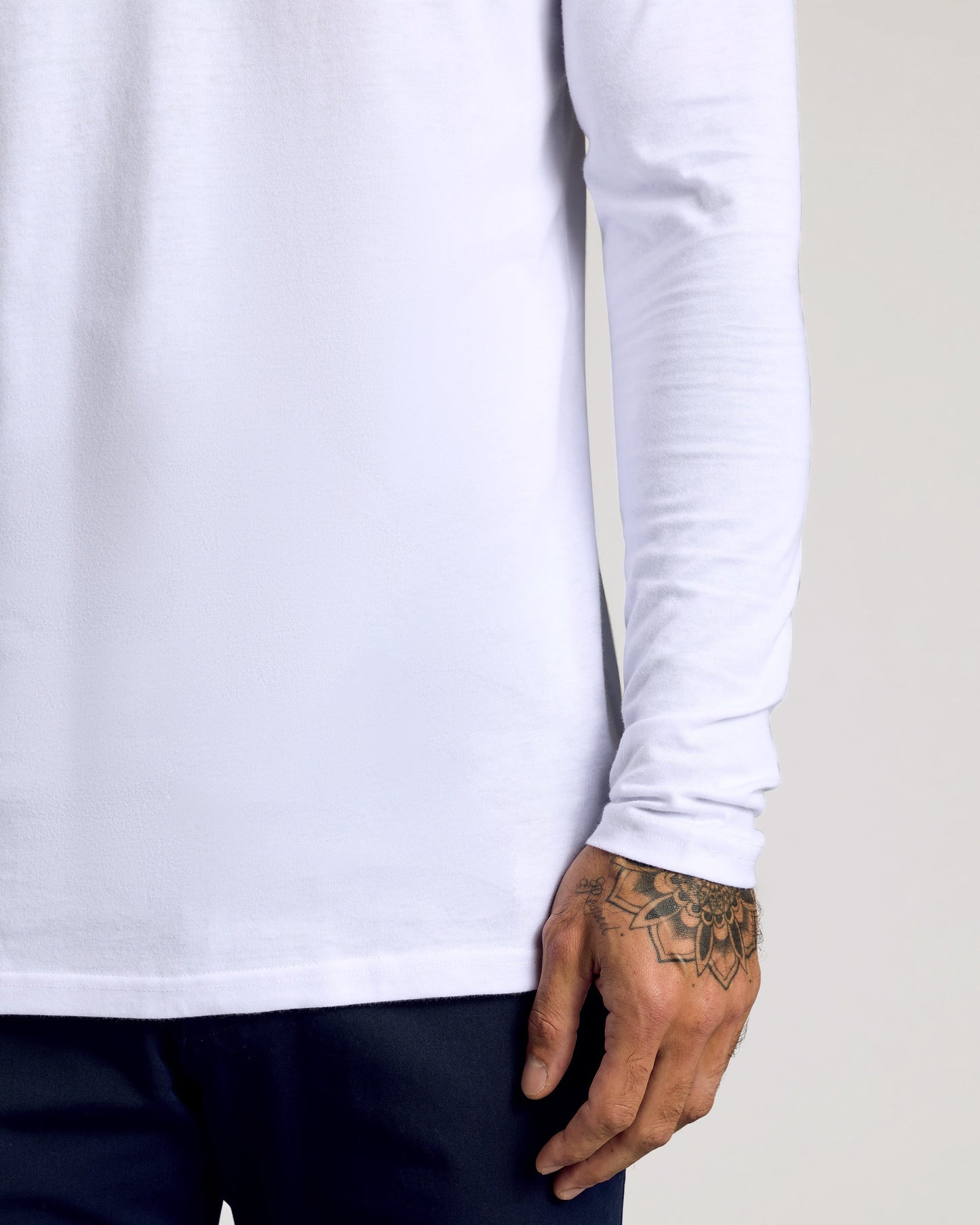 White Long Sleeve Tall Classic Henley