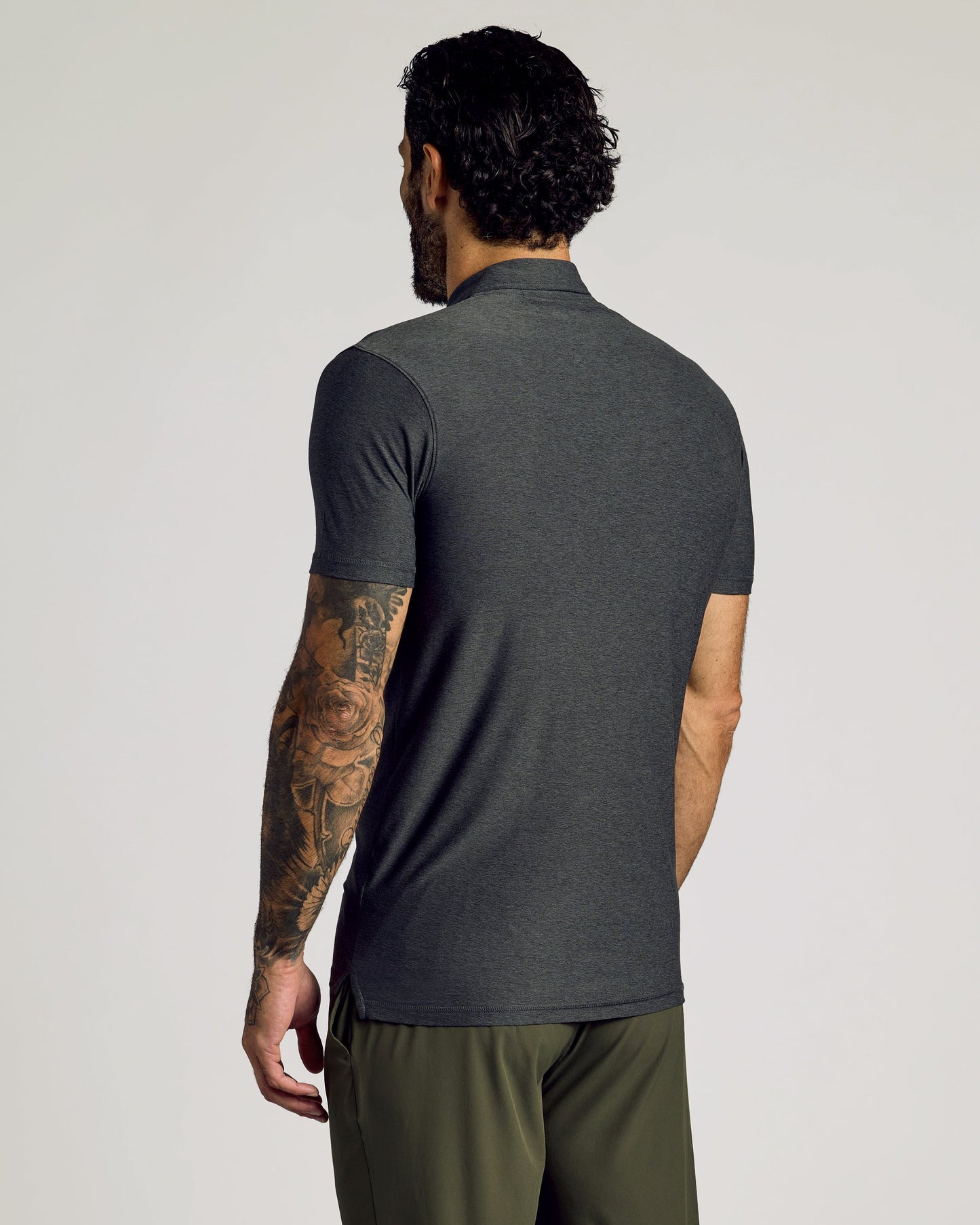 Charcoal Heather Gray Short Sleeve Tall Active Polo