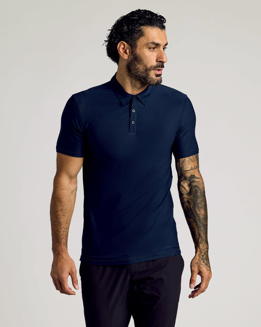 Navy Short Sleeve Tall Active Polo