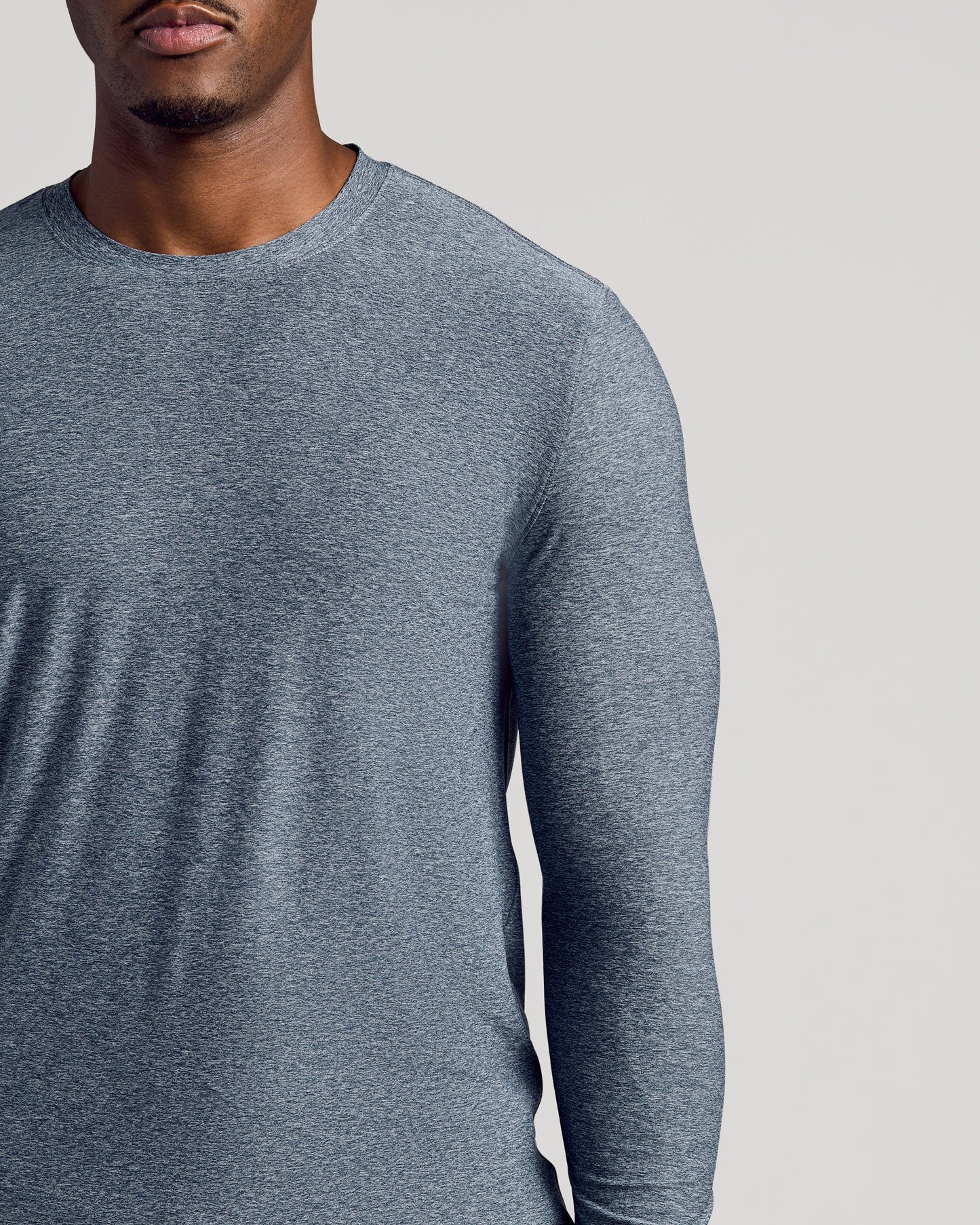 Heather Navy Long Sleeve Tall Active Crew