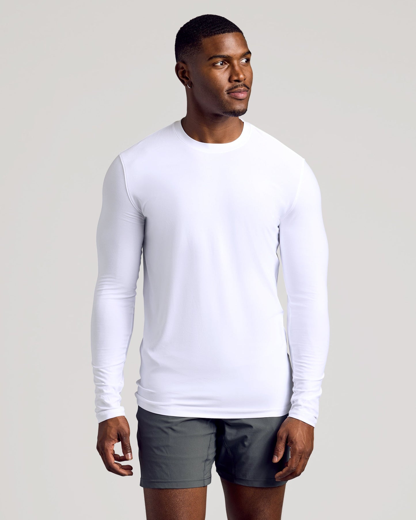 White Long Sleeve Tall Active Crew