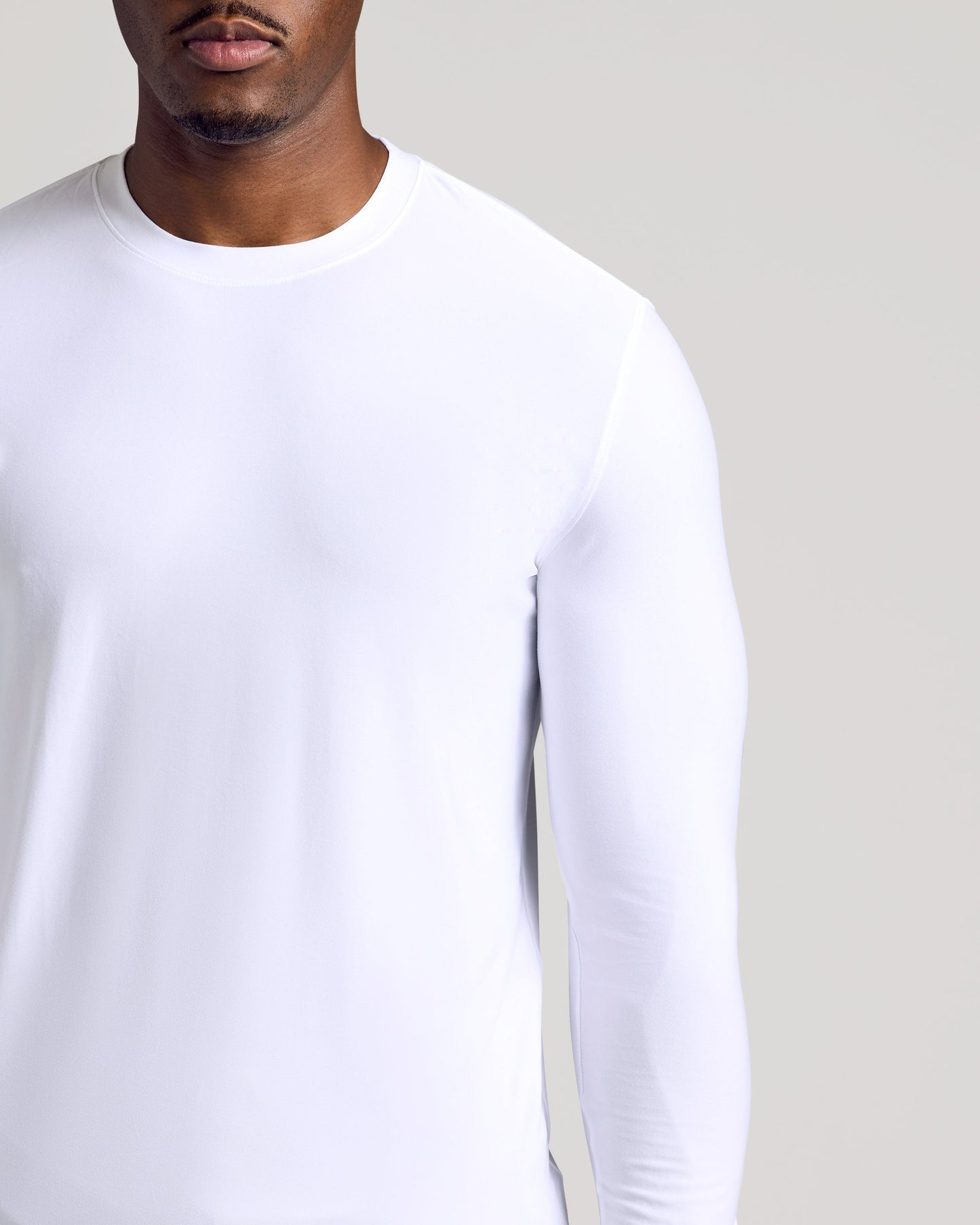 White Long Sleeve Tall Active Crew