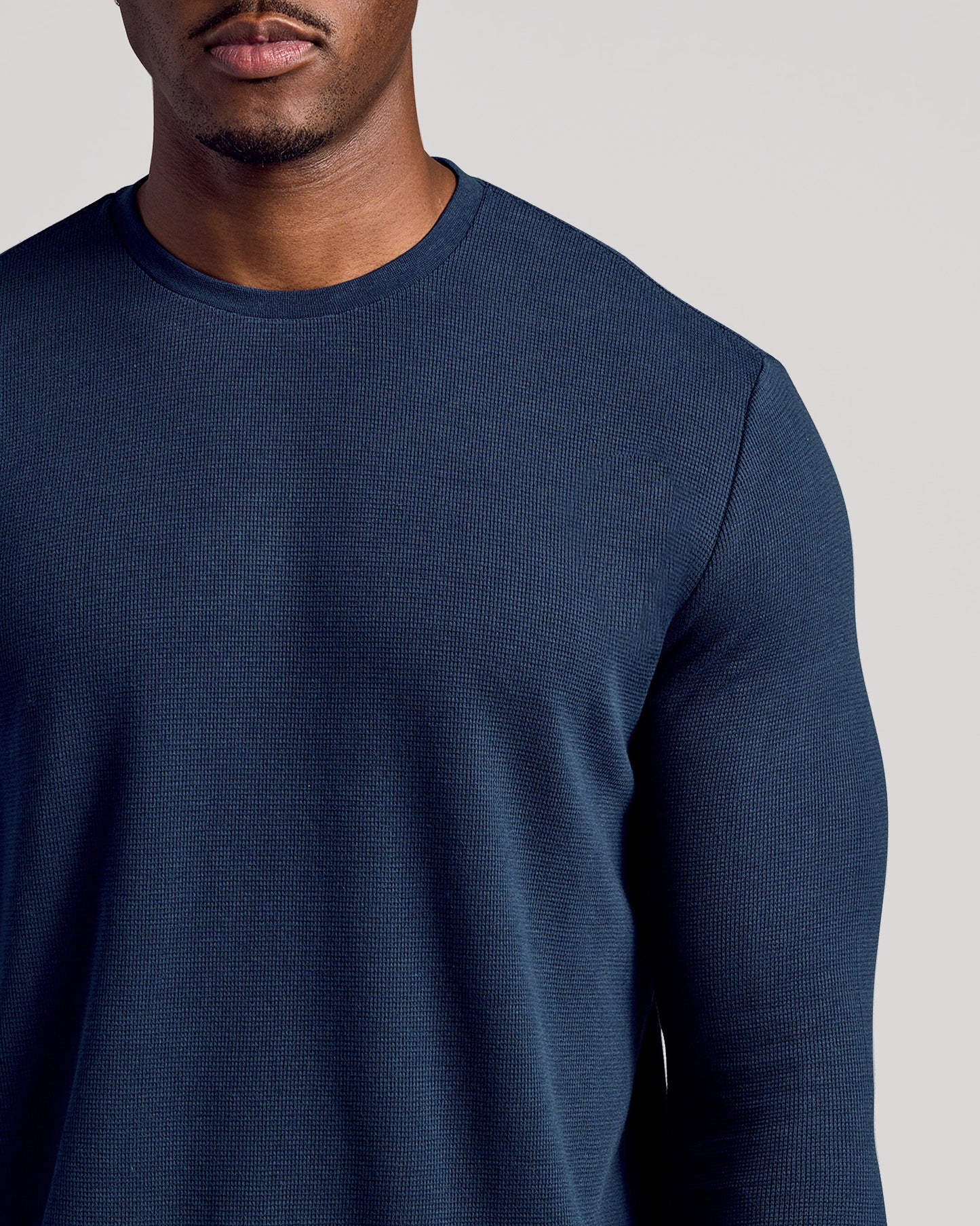 Navy Long Sleeve Tall Waffle Crew