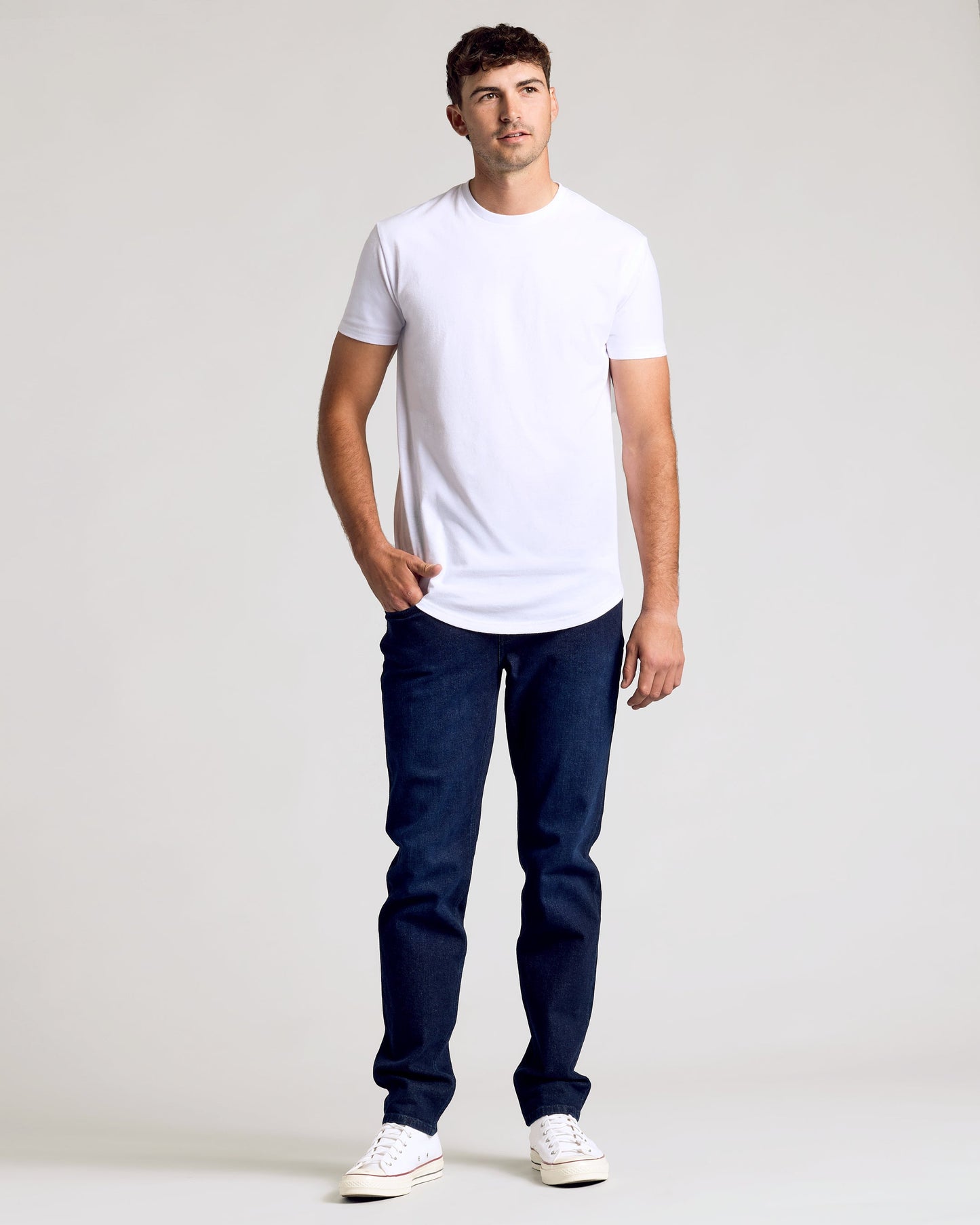 All White Short Sleeve Tall Curved Hem Crew 3-Pack