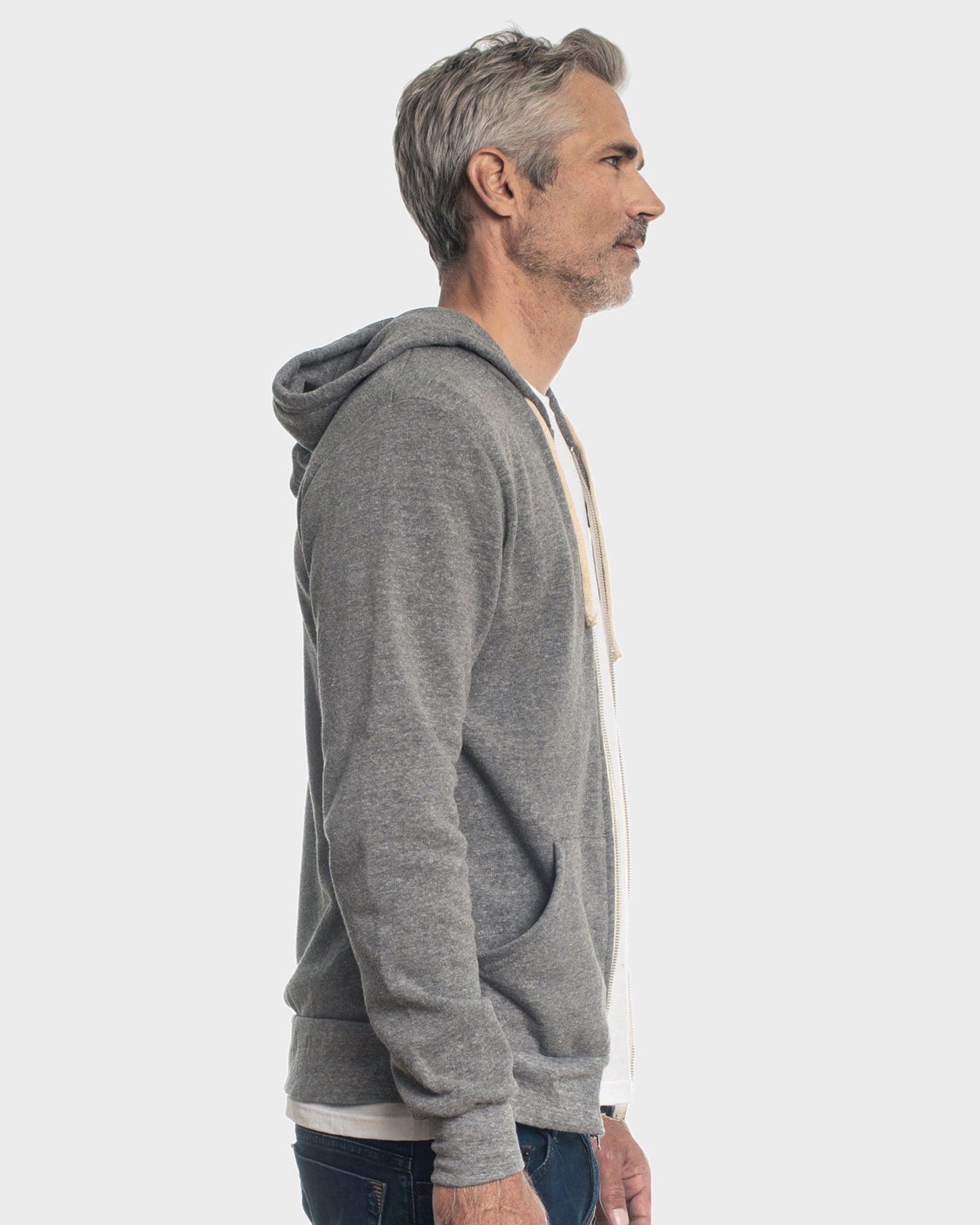 Gray Fleece Zip Hoodie