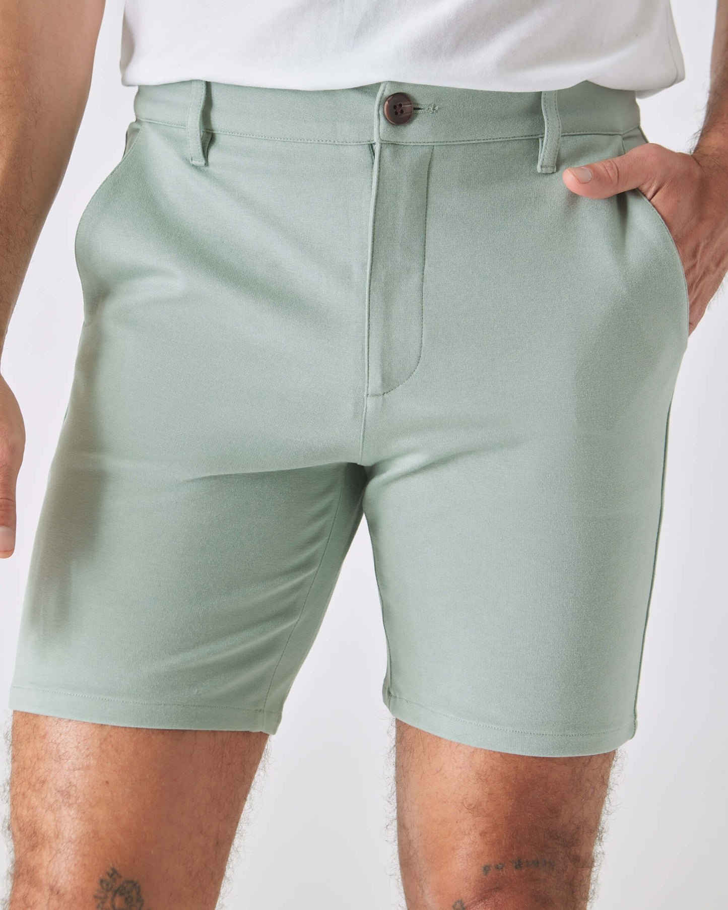7" Slate Green Comfort Knit Chino Shorts